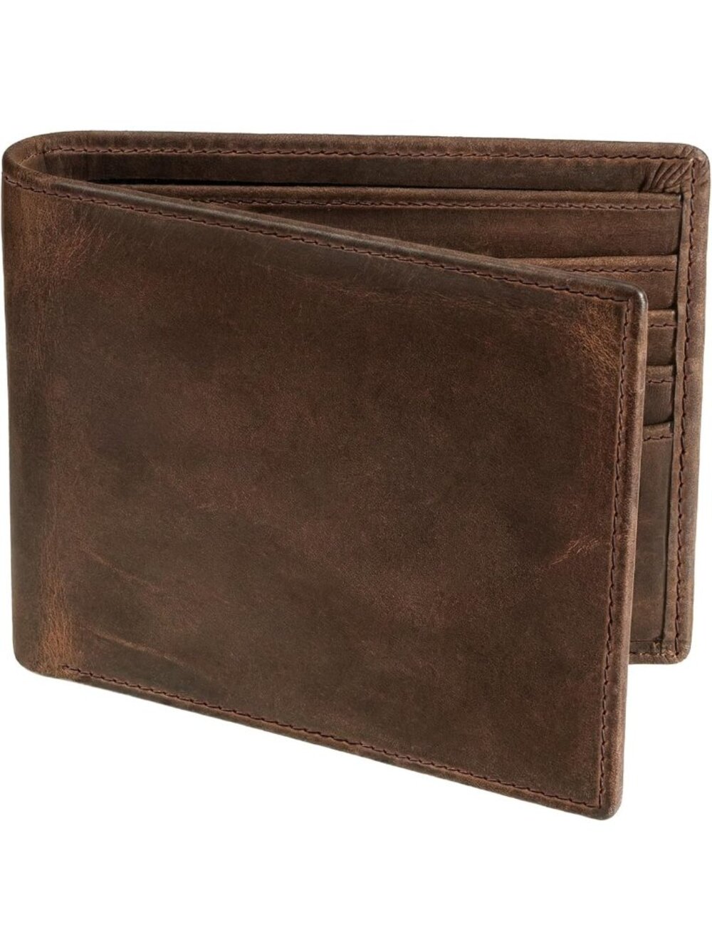 Men's Full Grain Leather Bifold Wallet - RFID Blocking, Slim Design, 12 Card